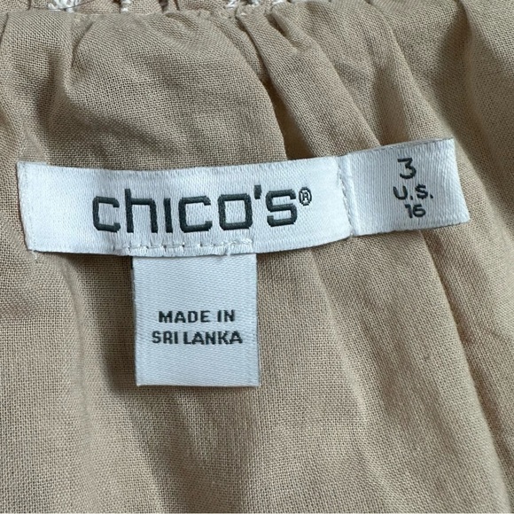 Chico's Eyelet Ruffle Neck Tiered Midi Dress Neutral - Picture 4 of 12